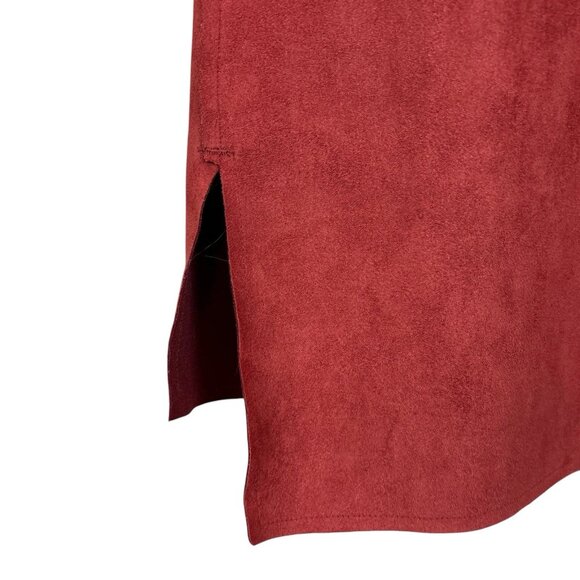 Chicos Faux Suede Snap Front Long Jacket Topper Burnt Rust Red-Orange Size 1 / M - Picture 6 of 10